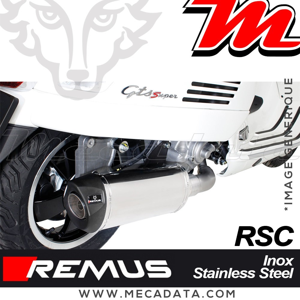 Silencieux Pot d'échappement REMUS Scooter RSC Vespa GTV 300 Sei Giorni (MA3C) 2017 - 2019