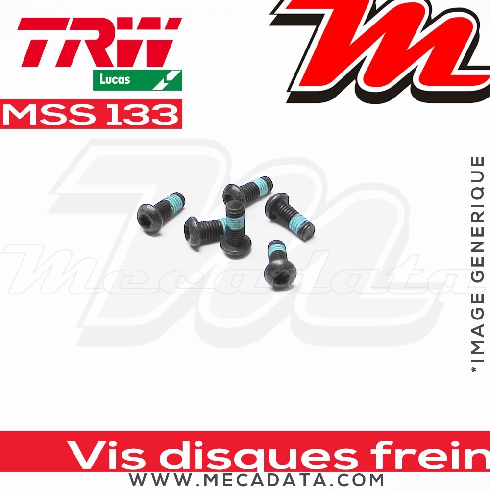 Jeu de vis de fixation pour disques de frein M8 x 1.25 - 6 pièces