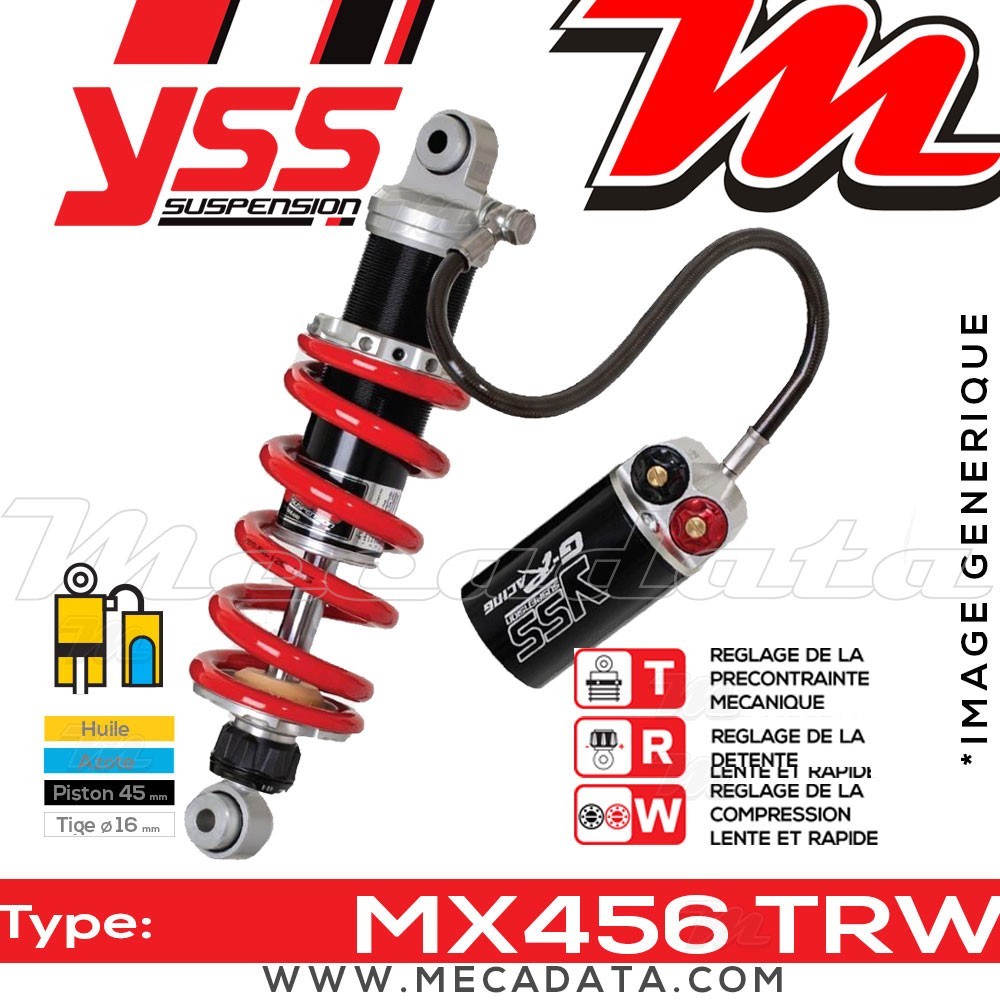 Amortisseur Suzuki DR 350 S (SK42B) 1990 ~ YSS MX456 TRW