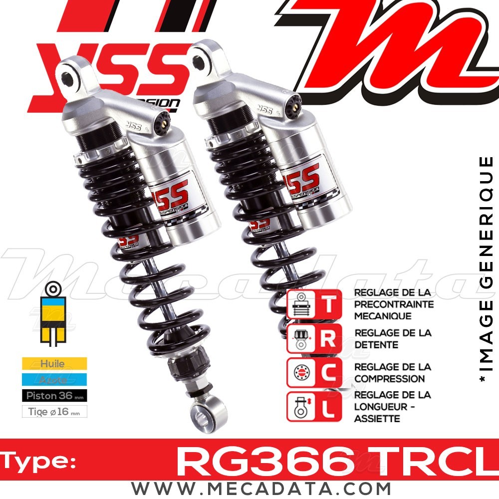 Amortisseur Yamaha XJR 400 R (4HM) 1995 ~ YSS RG366 TRC