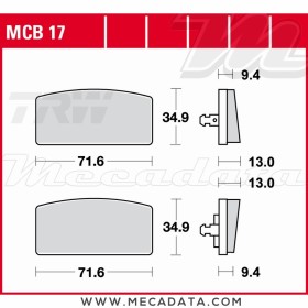 Plaquettes de frein ~ TRW Lucas MCB 17