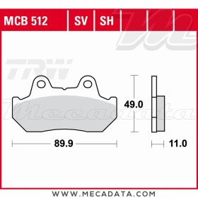 Plaquettes de frein ~ TRW Lucas MCB 512 SH
