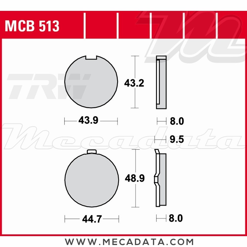Plaquettes de frein  ~ TRW Lucas MCB 513 