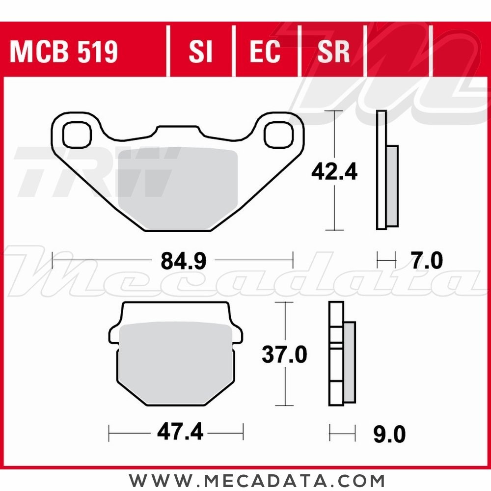 Plaquettes de frein  ~ TRW Lucas MCB 519 EC 