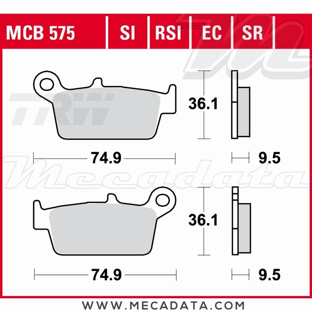 Plaquettes de frein  ~ TRW Lucas MCB 575 RSI 