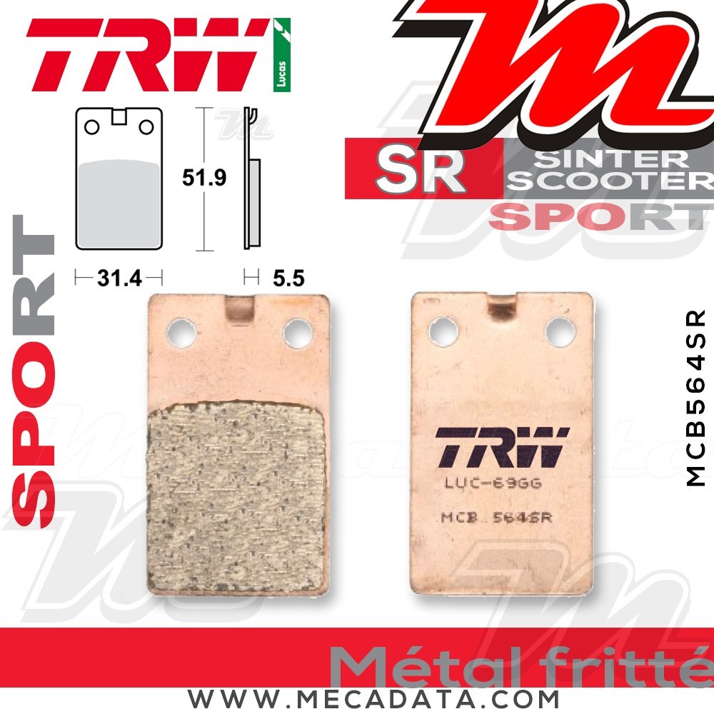 Plaquettes de frein ~ TRW Lucas MCB 564 SR