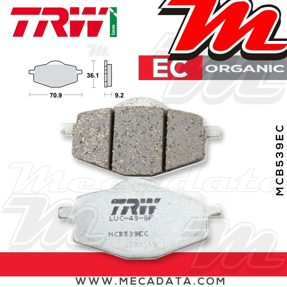 Plaquettes de frein ~ TRW Lucas MCB 539 EC