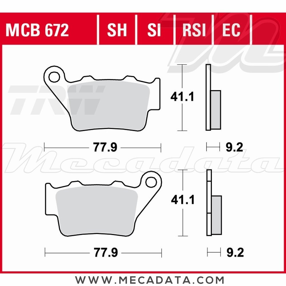 Plaquettes de frein  ~ TRW Lucas MCB 672 RSI 