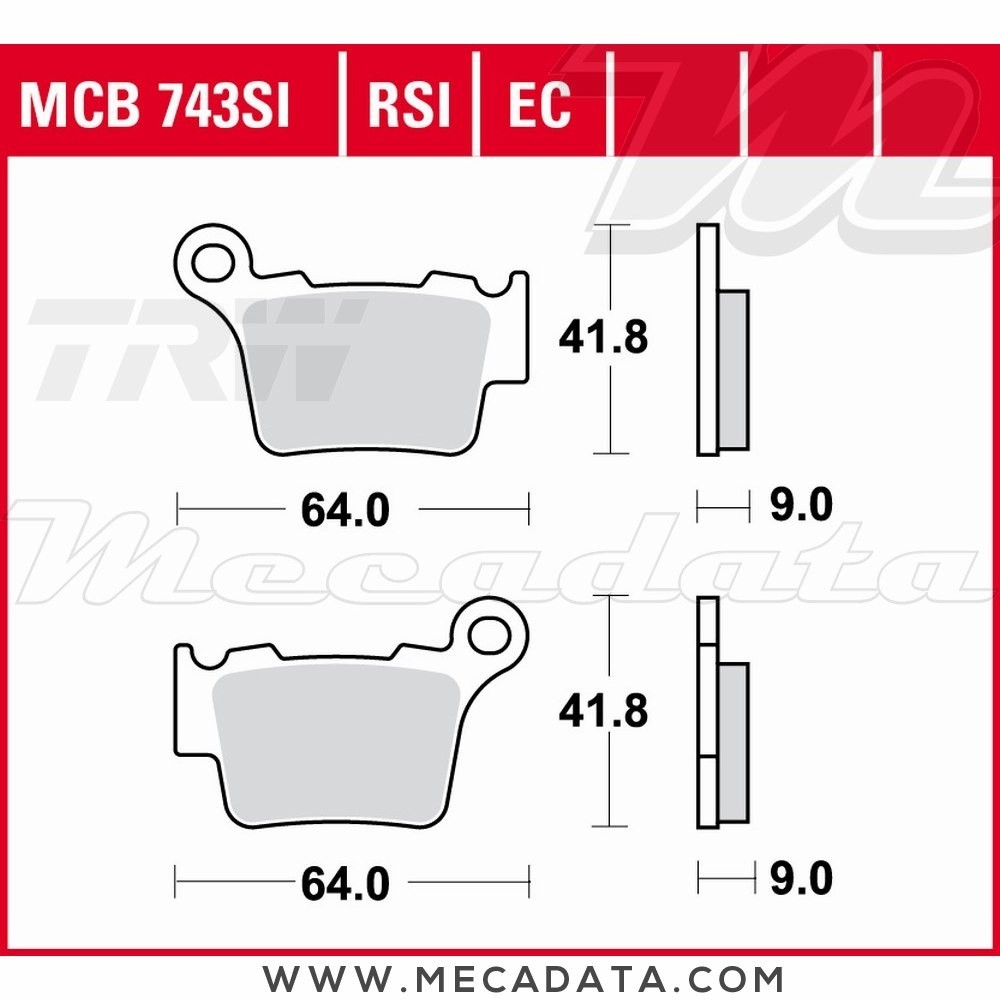 Plaquettes de frein  ~ TRW Lucas MCB 743 RSI 