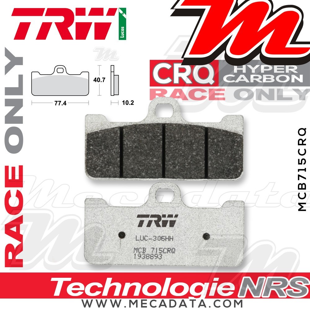 Plaquettes de frein ~ TRW Lucas MCB 715 CRQ