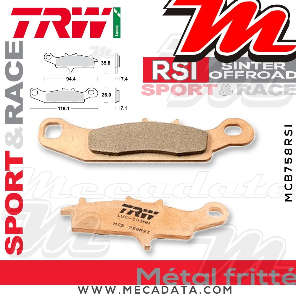 Plaquettes de frein ~ TRW Lucas MCB 758 RSI