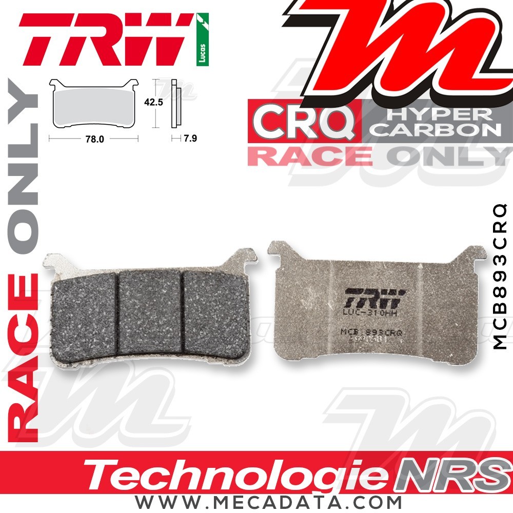 Plaquettes de frein ~ TRW Lucas MCB 893 CRQ