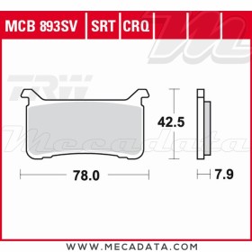 Plaquettes de frein ~ TRW Lucas MCB 893 CRQ