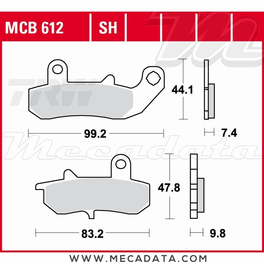 Plaquettes de frein  ~ TRW Lucas MCB 612 