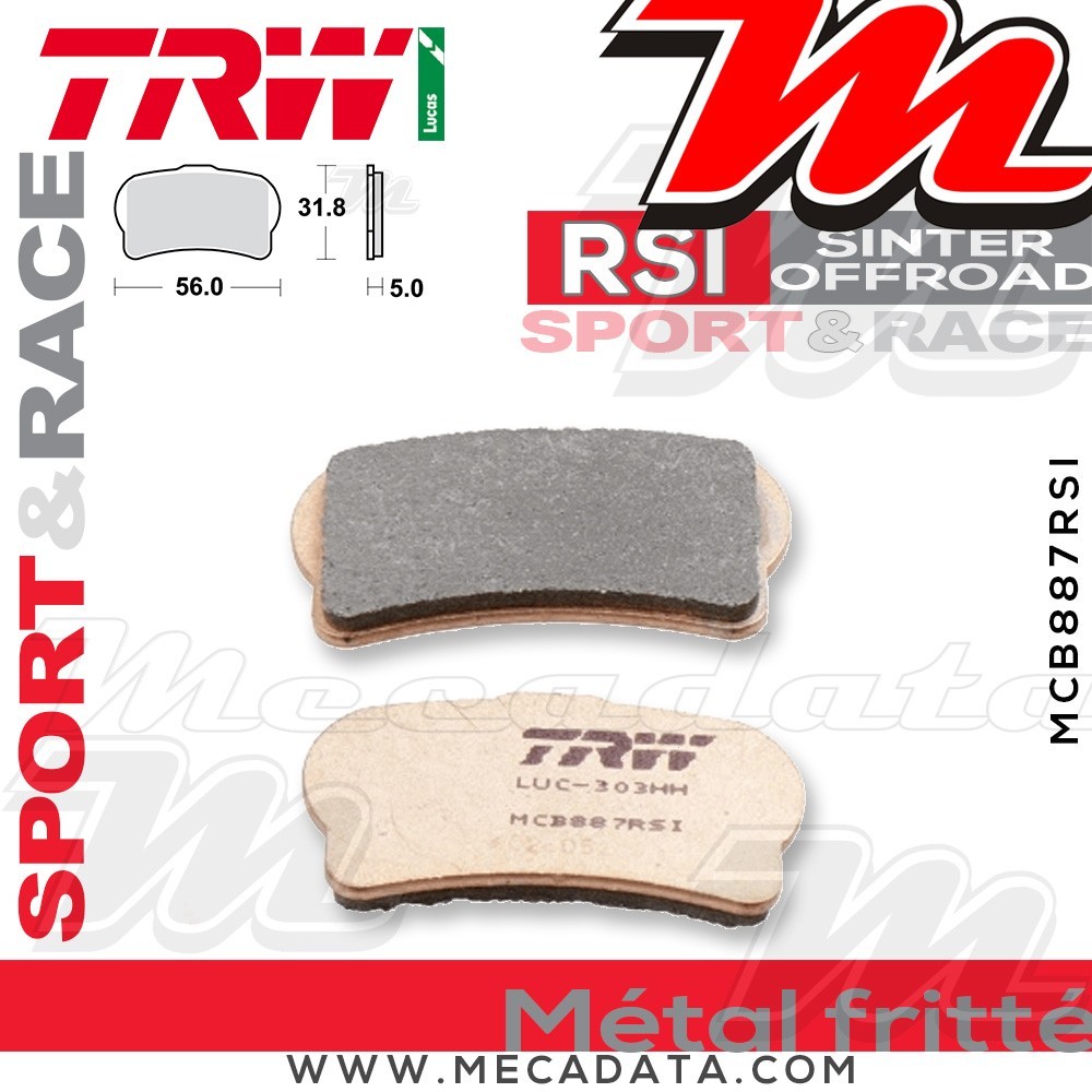 Plaquettes de frein ~ TRW Lucas MCB 887 RSI