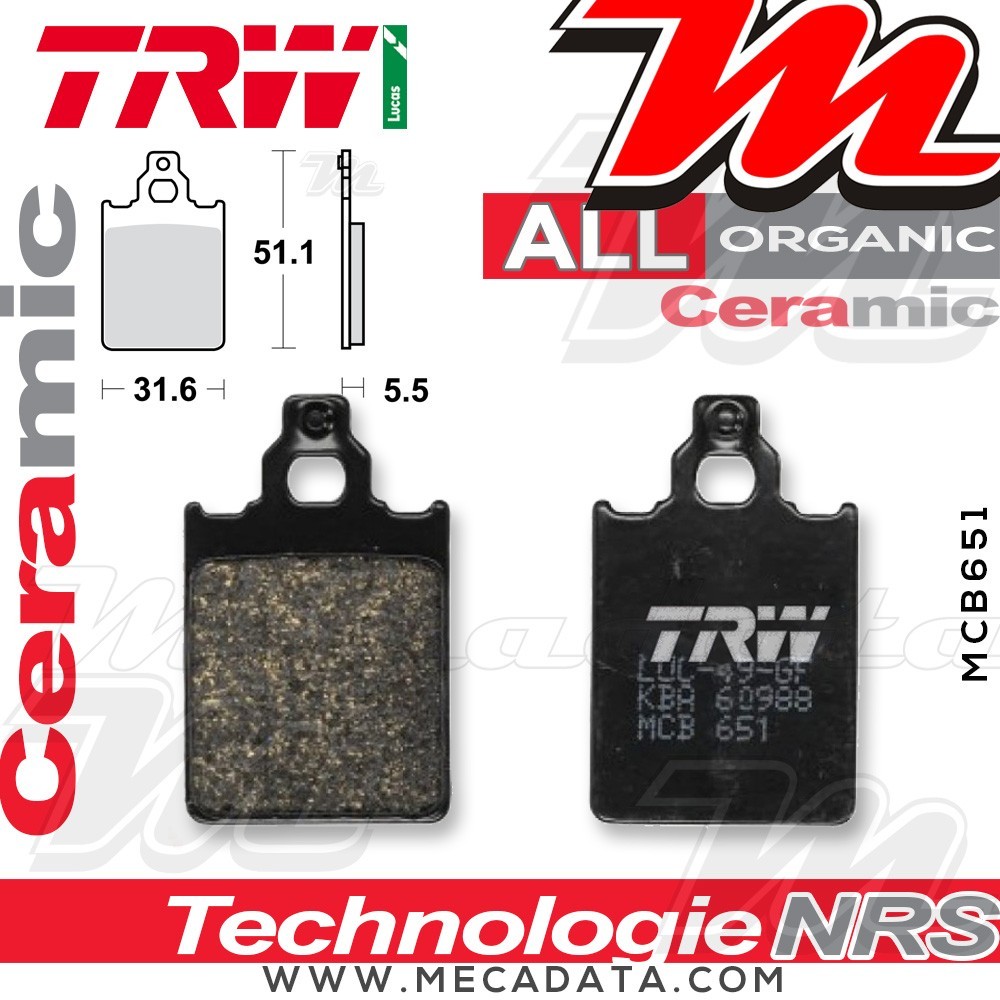 Plaquettes de frein ~ TRW Lucas MCB 651