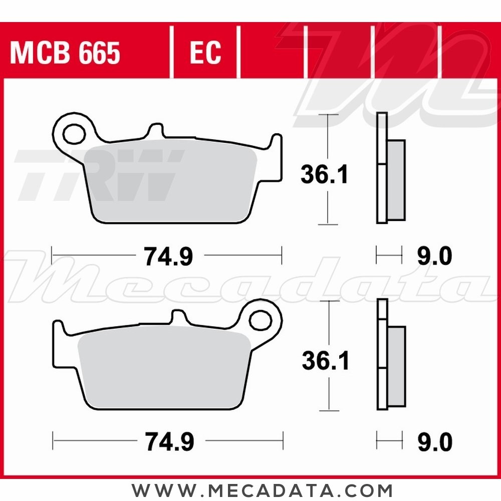 Plaquettes de frein  ~ TRW Lucas MCB 665 