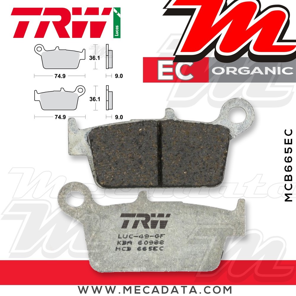 Plaquettes de frein ~ TRW Lucas MCB 665 EC