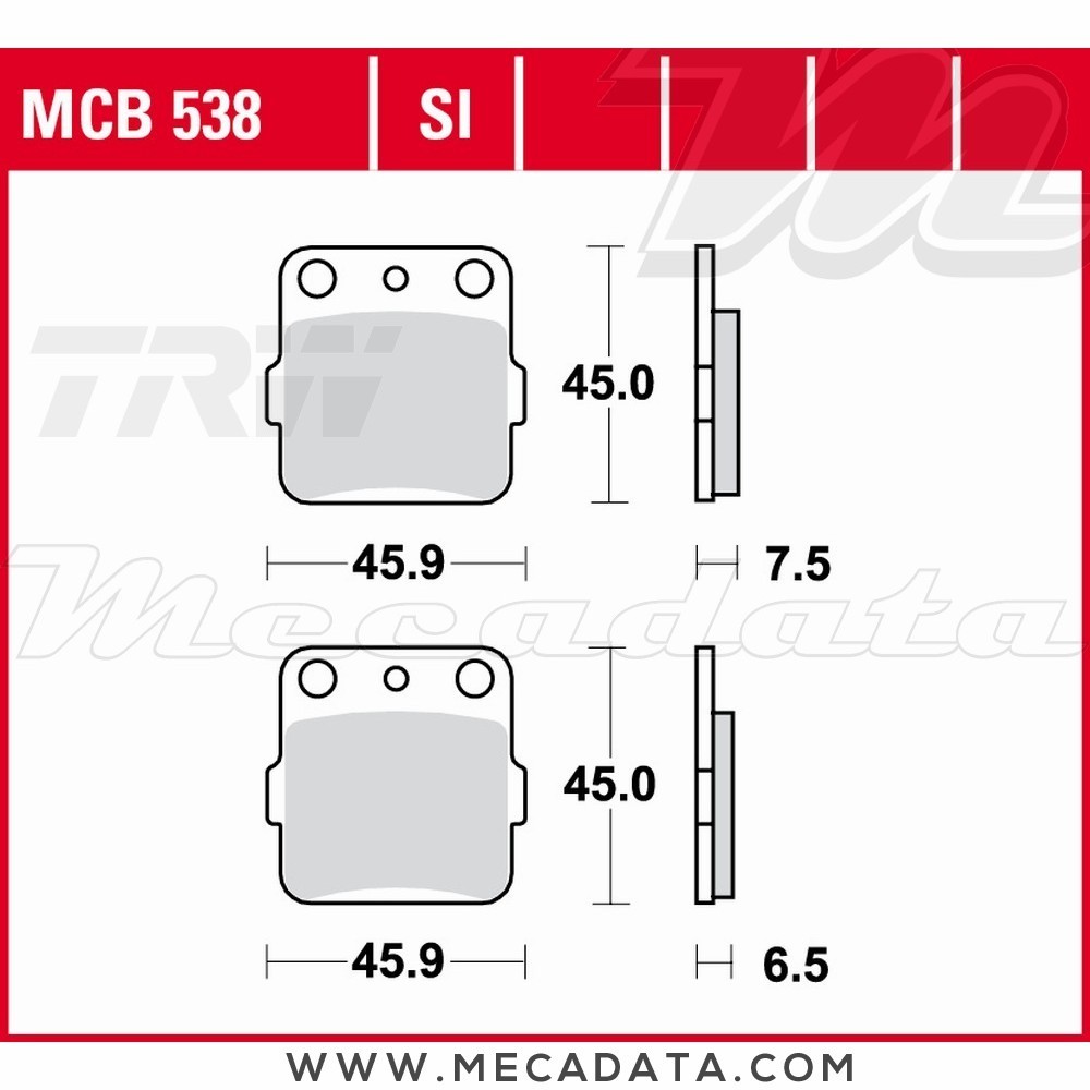 Plaquettes de frein  ~ TRW Lucas MCB 538 SI 