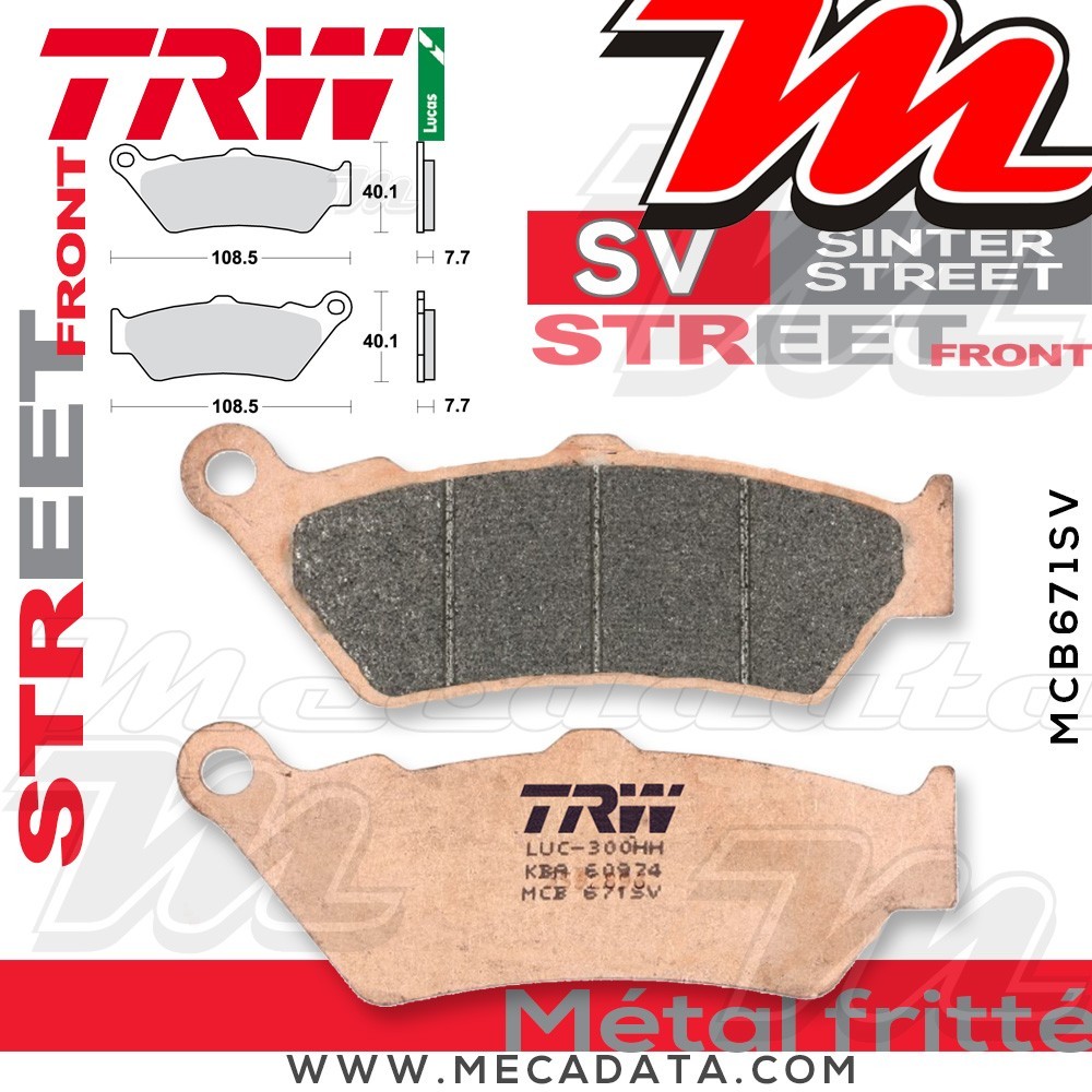 Plaquettes de frein ~ TRW Lucas MCB 671 SV