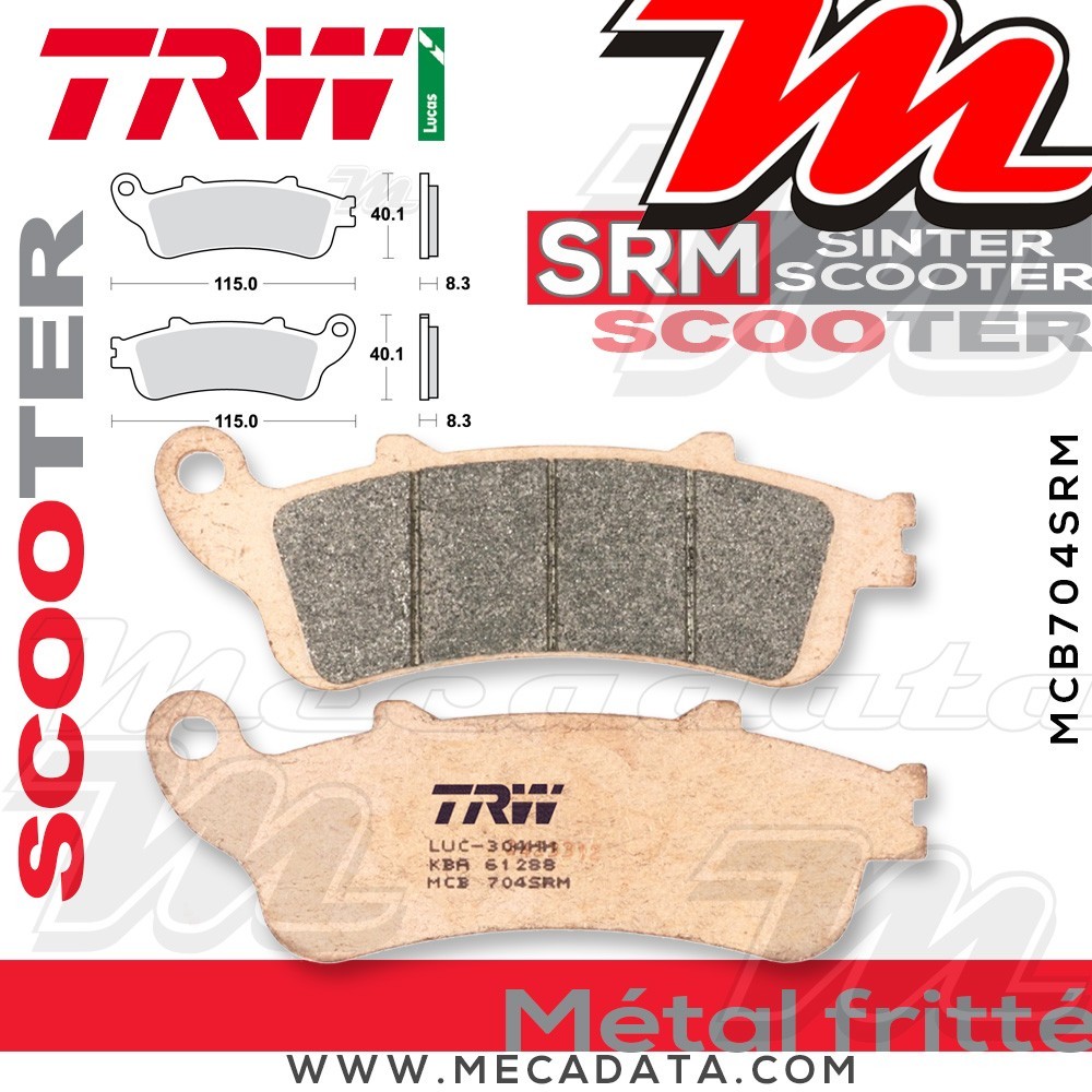Plaquettes de frein ~ TRW Lucas MCB 704 SRM