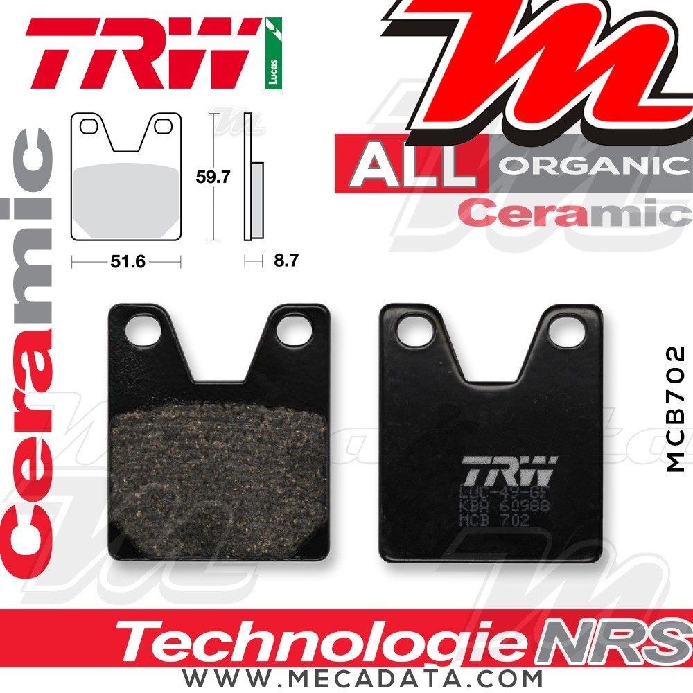 Plaquettes de frein ~ TRW Lucas MCB 702