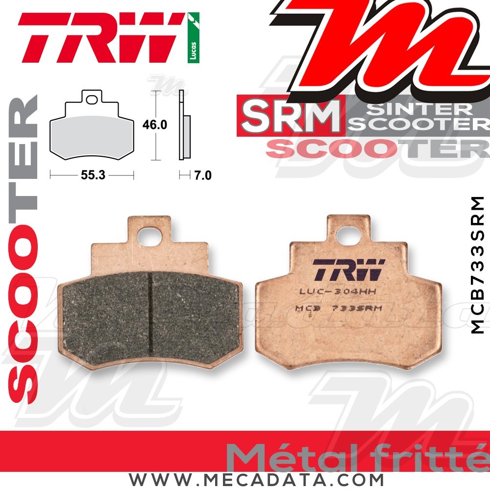 Plaquettes de frein ~ TRW Lucas MCB 733 SRM