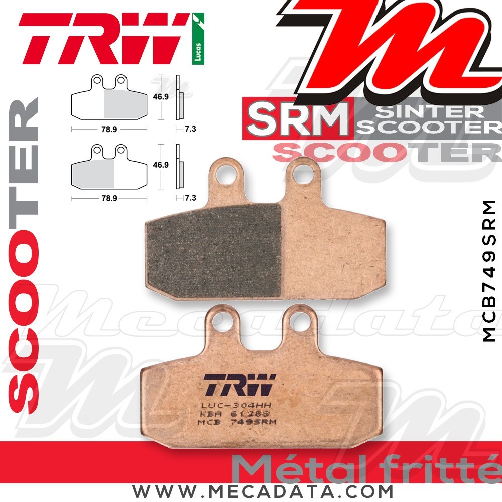 Plaquettes de frein  ~ TRW Lucas MCB 749 SRM 