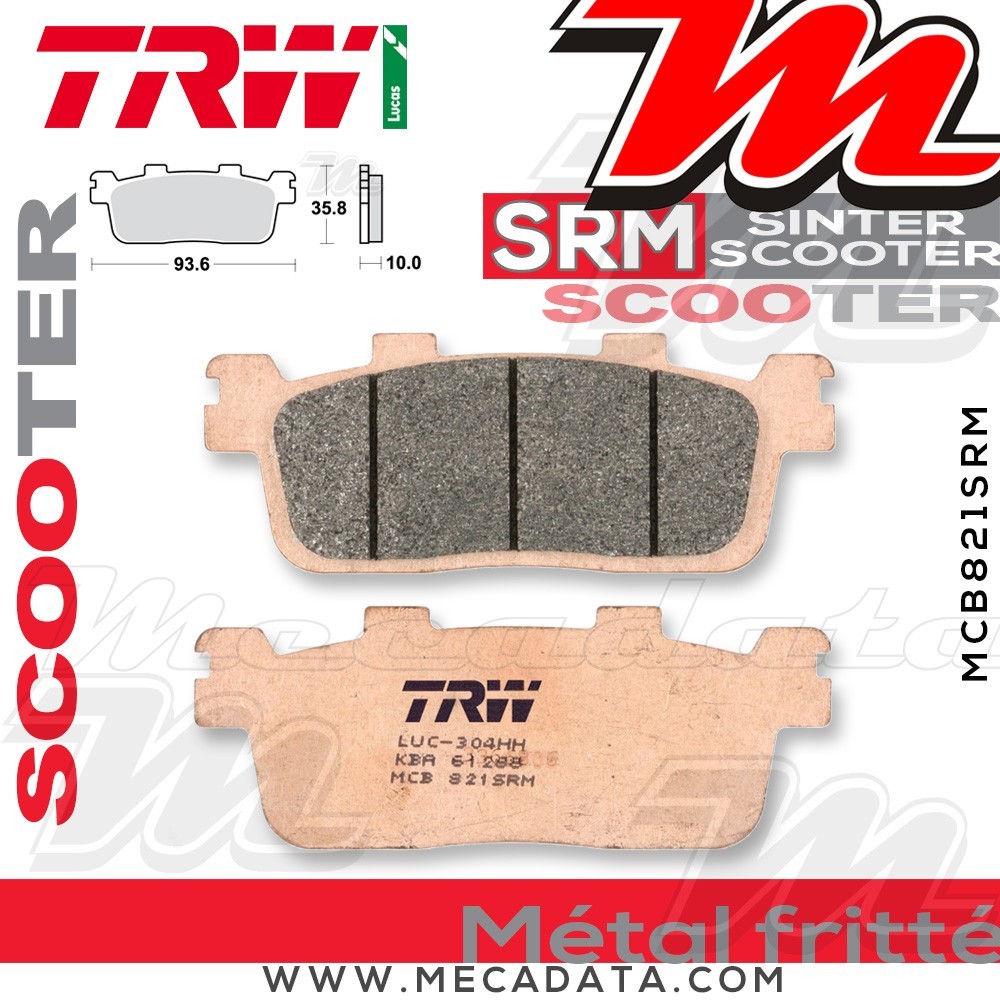 Plaquettes de frein ~ TRW Lucas MCB 821 SRM