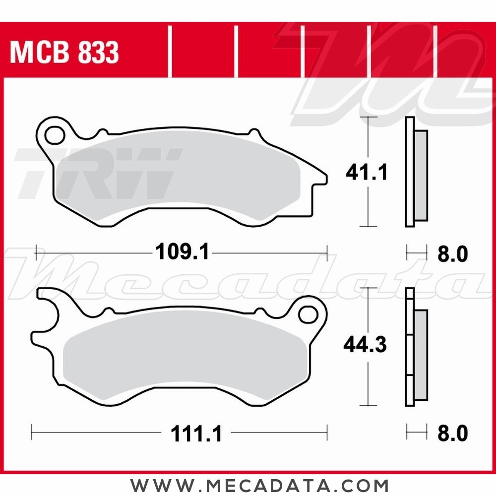 Plaquettes de frein  ~ TRW Lucas MCB 833 SRM 
