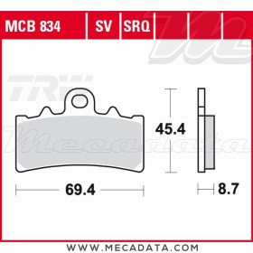 Plaquettes de frein ~ TRW Lucas MCB 834 SRM