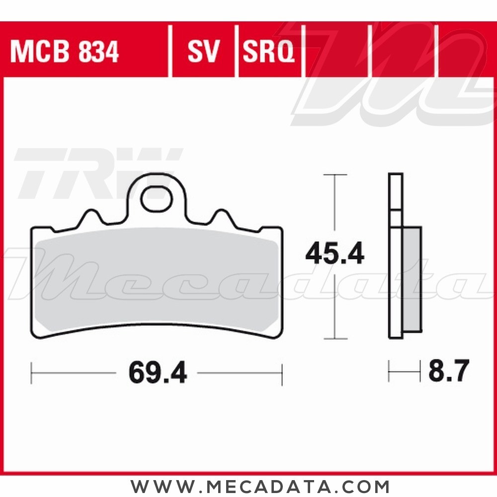 Plaquettes de frein  ~ TRW Lucas MCB 834 SRM 
