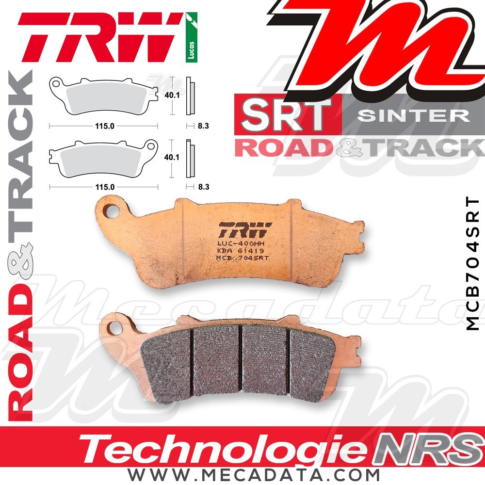 Plaquettes de frein  ~ TRW Lucas MCB 704 SRT 