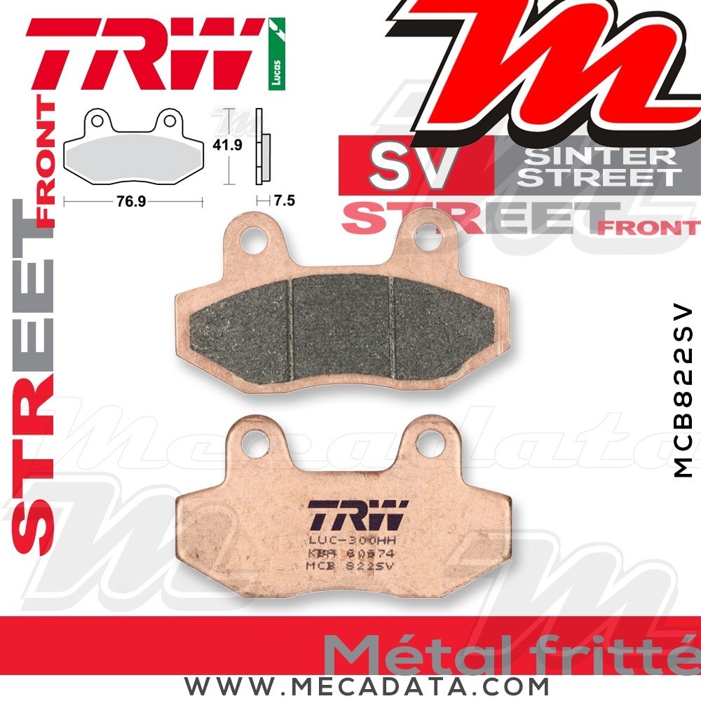 Plaquettes de frein ~ TRW Lucas MCB 822 SV