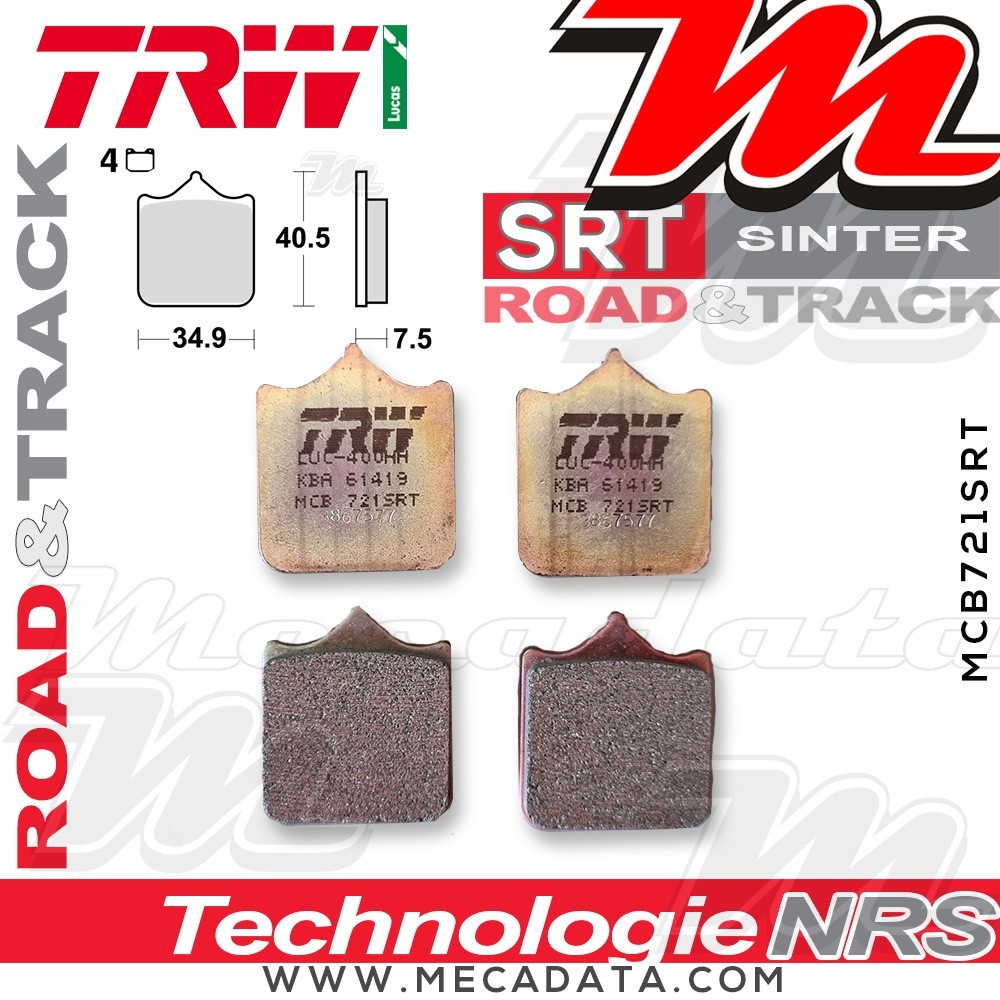 Plaquettes de frein ~ TRW Lucas MCB 721 SRT