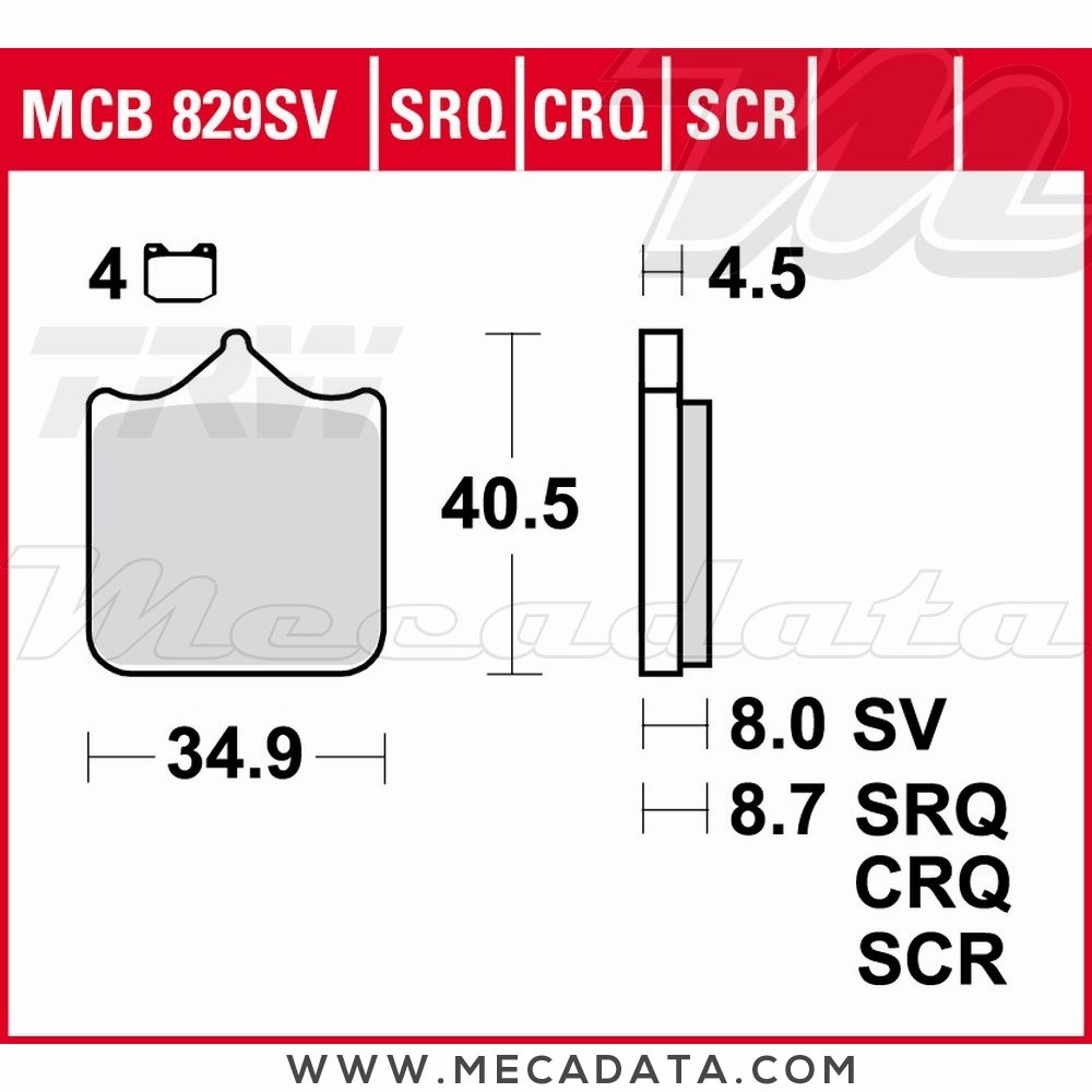 Plaquettes de frein  ~ TRW Lucas MCB 829 SCR 