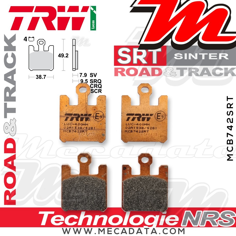Plaquettes de frein ~ TRW Lucas MCB 742 SRT