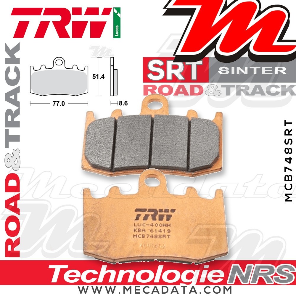 Plaquettes de frein ~ TRW Lucas MCB 748 SRT