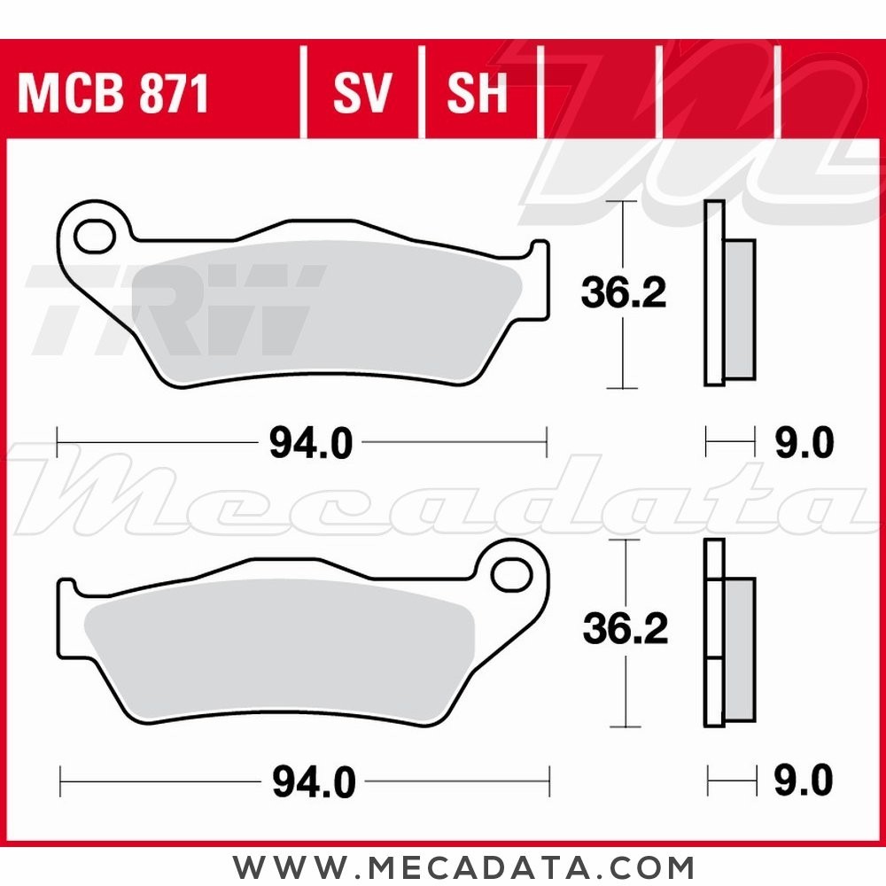 Plaquettes de frein  ~ TRW Lucas MCB 871 SV 