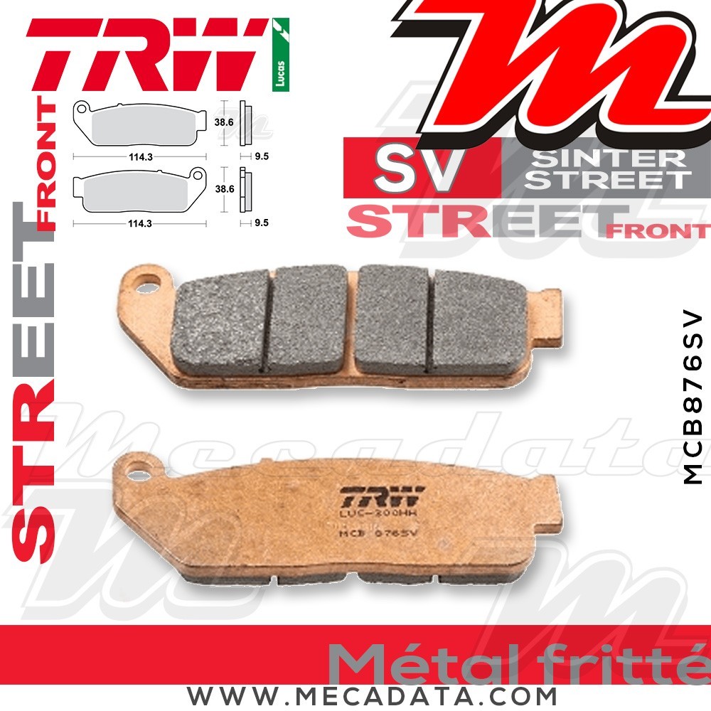 Plaquettes de frein ~ TRW Lucas MCB 876 SV