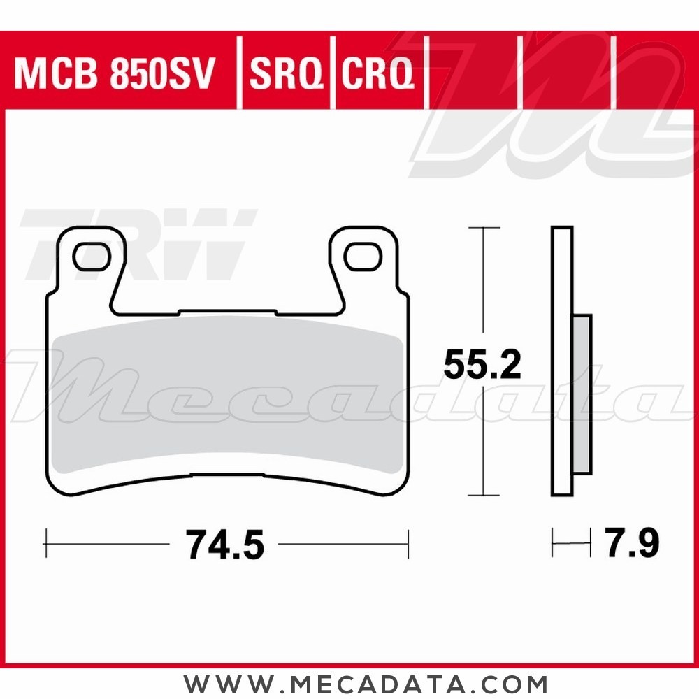 Plaquettes de frein  ~ TRW Lucas MCB 850 TRQ 