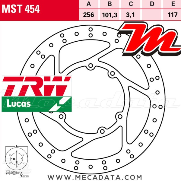 Disque de frein ~ TRW Lucas MST 454 ALL 