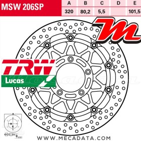 Disque de frein ~ TRW Lucas MSW 206 SP