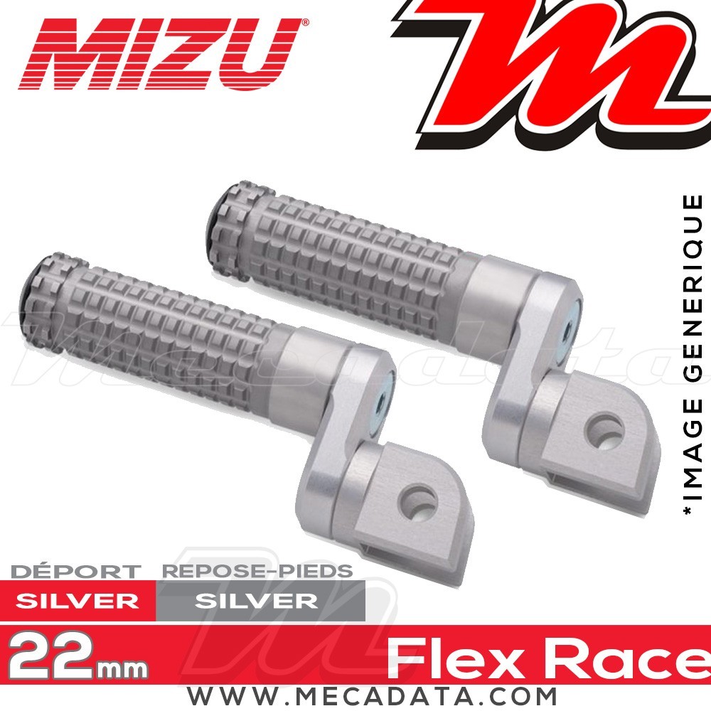 Repose-pieds ajustables passager Mizu Flex-Race Value:22 mm | Argent | Argent