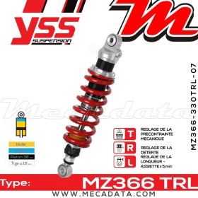 Amortisseur YSS MZ366 TRL ~ Aprilia RS 125 Extrema/Replica (GS) ~ Annee 1992 - 1994
