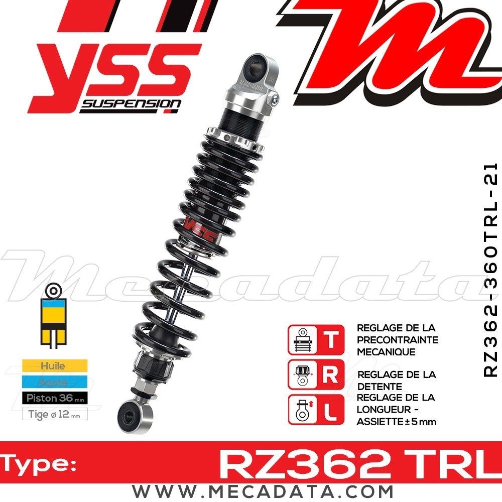 Amortisseur YSS RZ362 TRL ~ Kawasaki ZRX 1100 C (ZRT10CCA) ~ Annee 2000