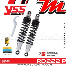 Amortisseur YSS RD222 P ~ Kawasaki Z 200 A (A) ~ Annee 1977 - 1978