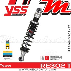 Amortisseur YSS RE302 T ~ Kawasaki W 650 C (EJ650ACA) ~ Annee 2002