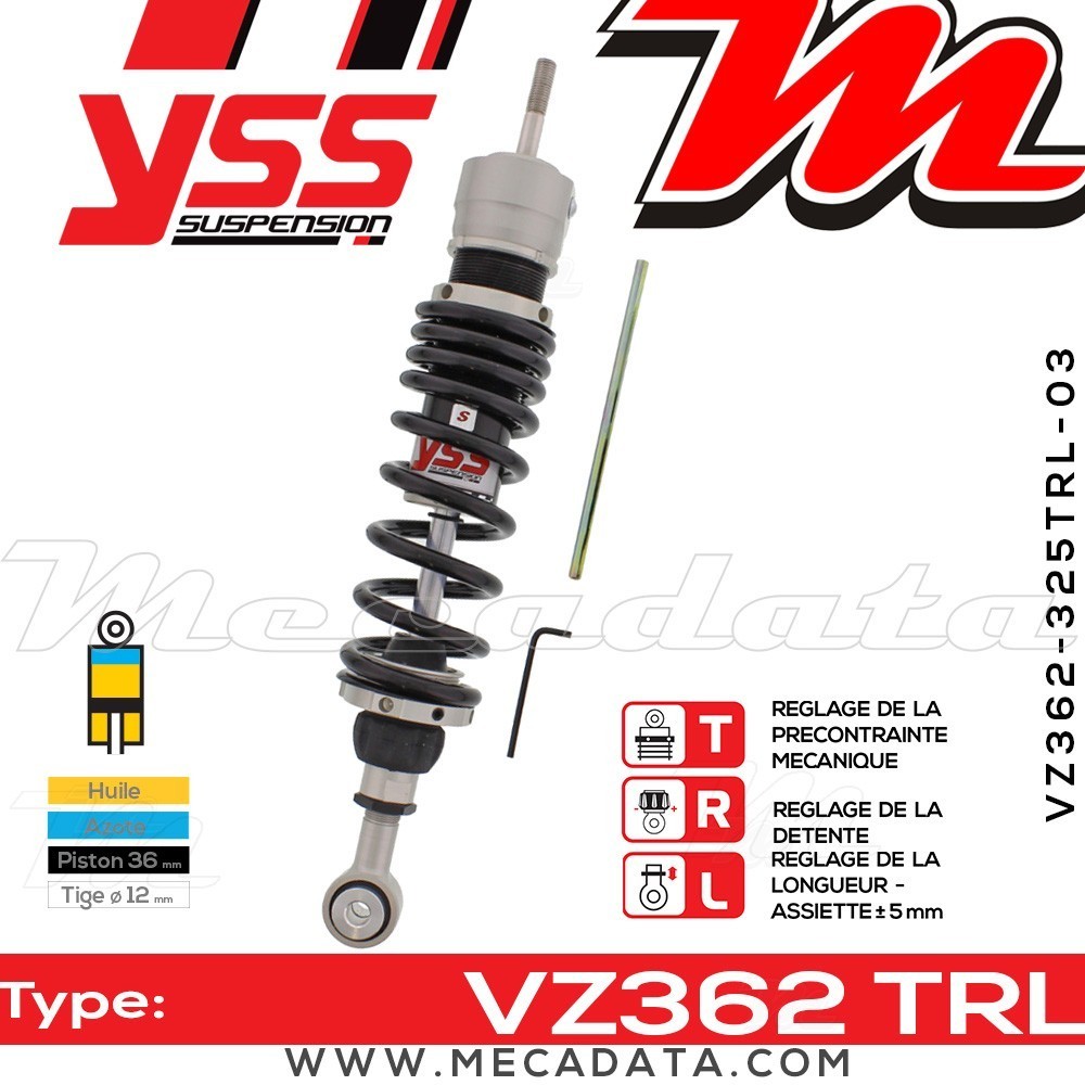 Amortisseur YSS VZ362 TRL ~ BMW R 1200 C Avantgarde (R2C/259C) ~ Annee 2002