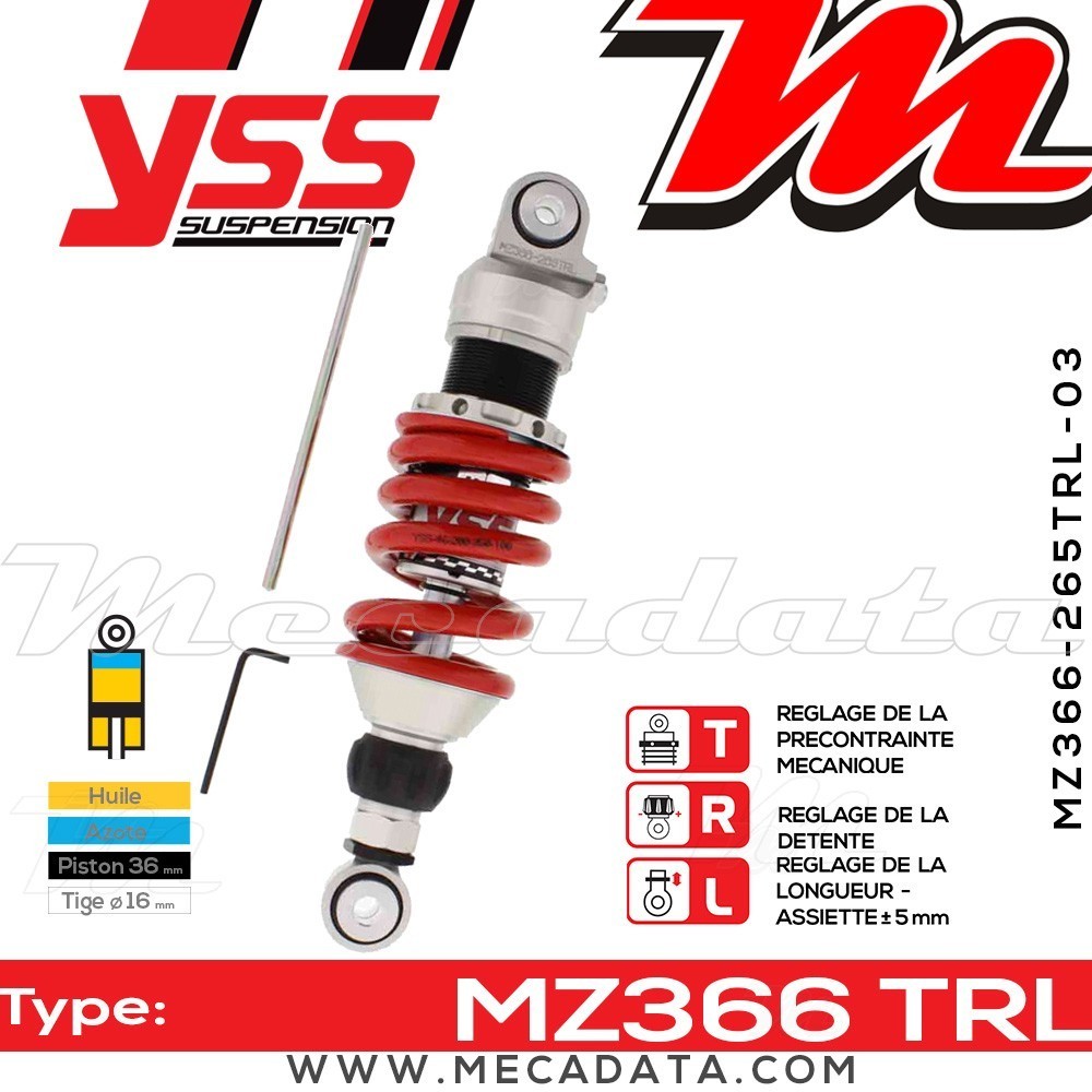 Amortisseur YSS MZ366 TRL ~ Honda VT 600 C Shadow (PC21B) ~ Annee 1999 - 2000